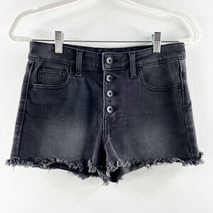 Kendall & Kylie High Rise Button Fly Hipster Shorts Black 5 / 27